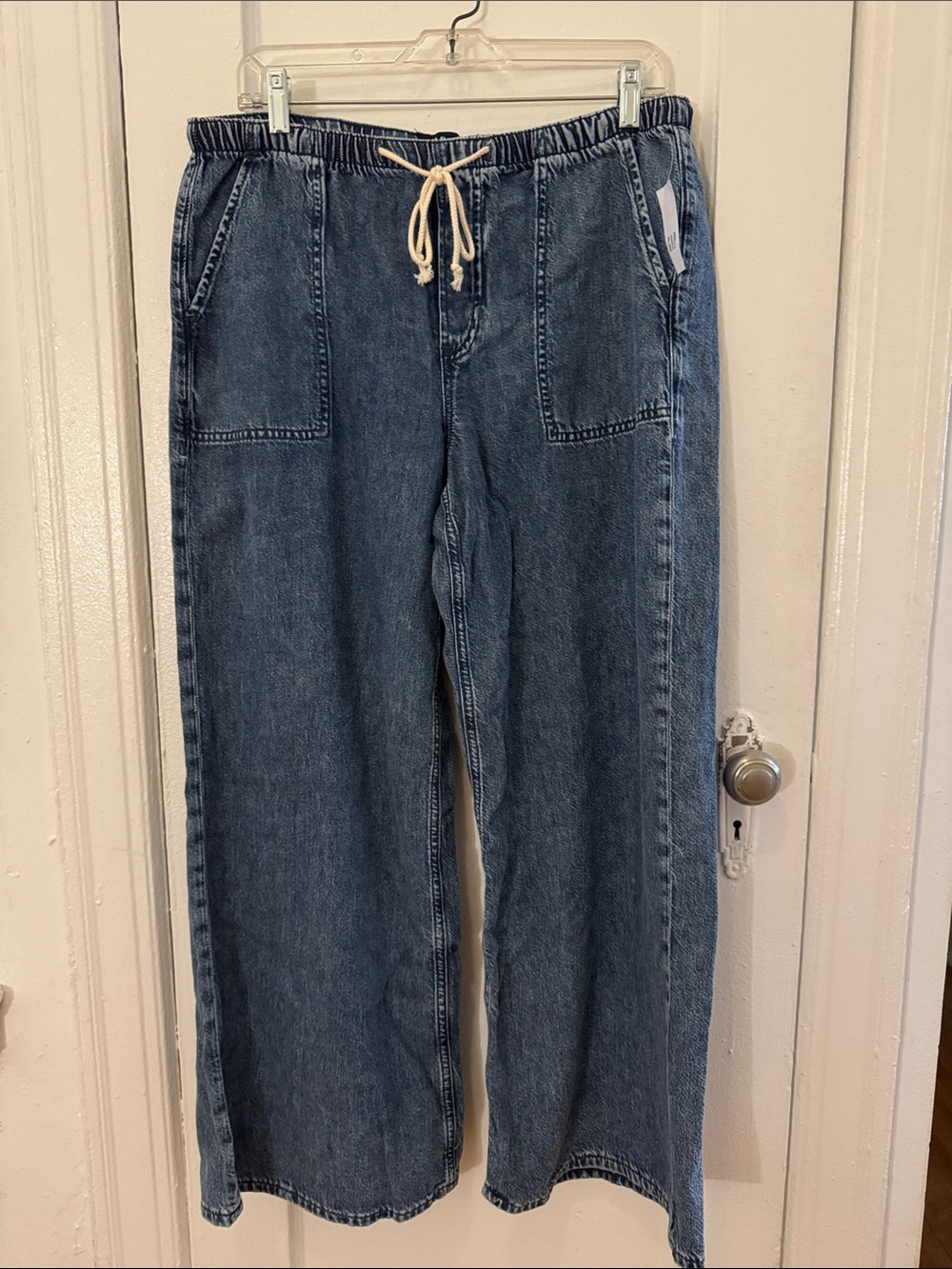GAP Wide-Leg Indigo Drawstring Jeans